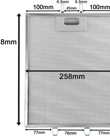 318 x 258 mm Metal Mesh Filter Compatible with Baumatic Zanussi Lamona Cooker Hood/Extractor Fan Vent AG600SS BE60GL BEI350SS BT