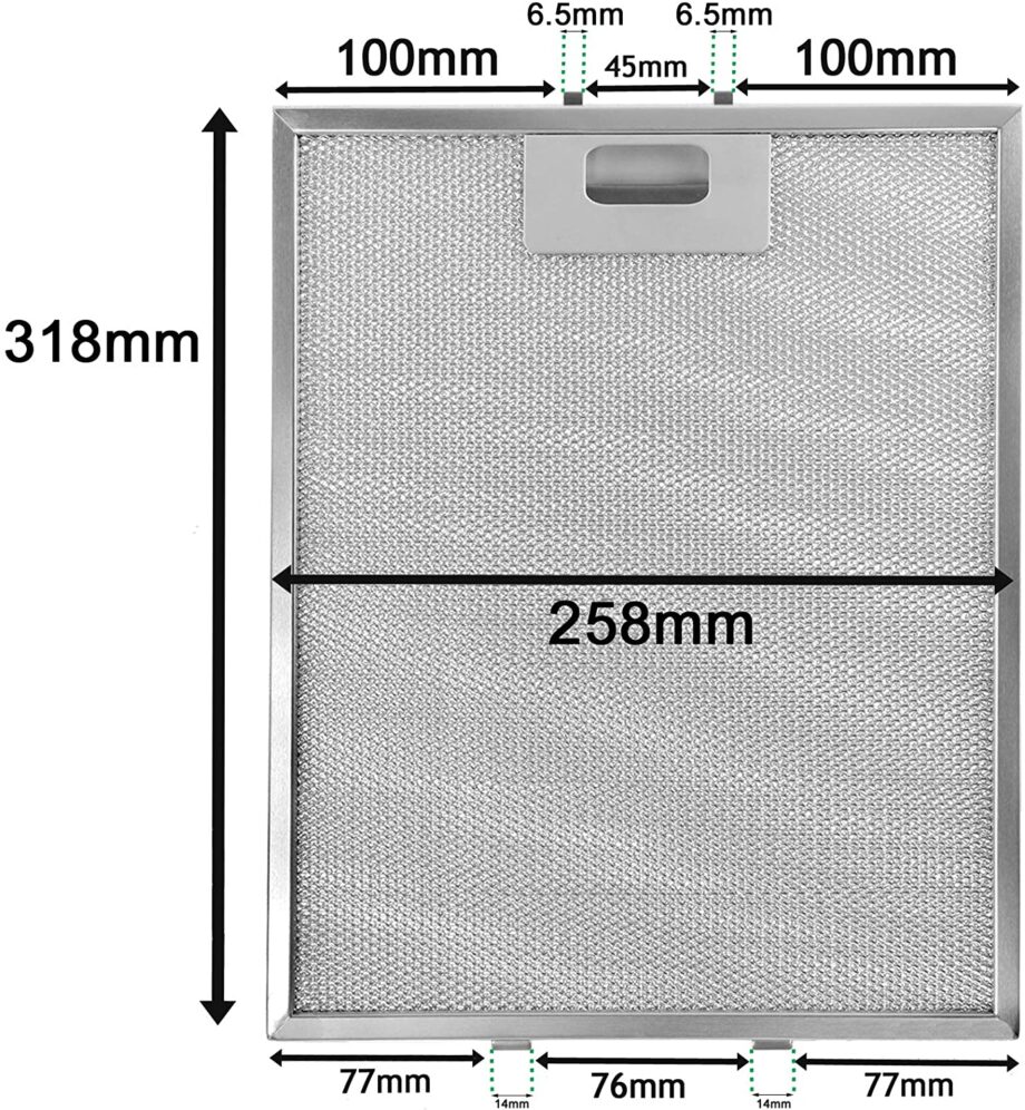 318 x 258 mm Metal Mesh Filter Compatible with Baumatic Zanussi Lamona Cooker Hood/Extractor Fan Vent AG600SS BE60GL BEI350SS BT