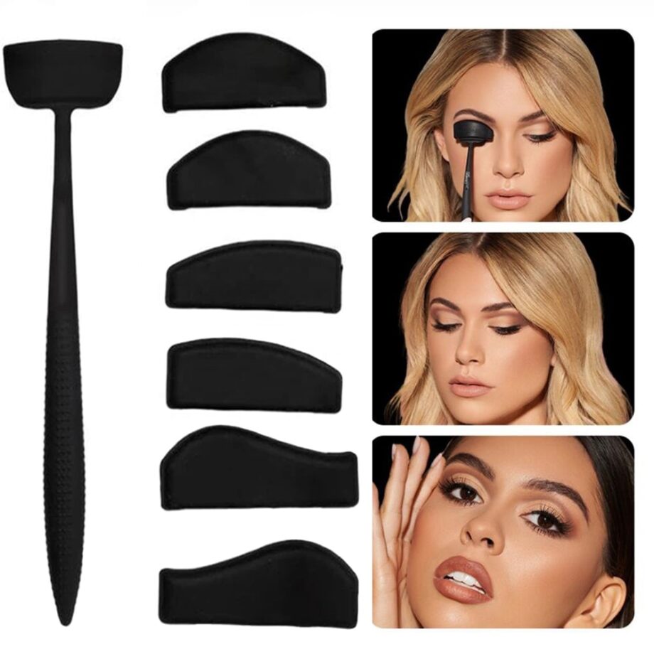 6 in 1 Eyeshadow Stencil Crease Line Kit Lazy Eye shadow Fixer Eyebrow Stamp Seal Molds Cut Crease for Eyes Makeup kit Tool Set