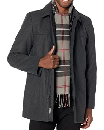 Dockers Men's Weston Wool Blend Coat, Charcoal/Light Grey Scarf, XX-Large