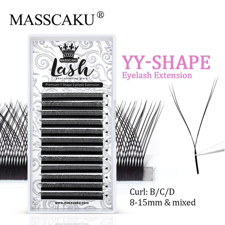 Hot Selling Masscaku 3D Effect Y Style Eyelashes Natural Soft Split Tips Premade Volume Lashes Premium Mink Lash Extensions