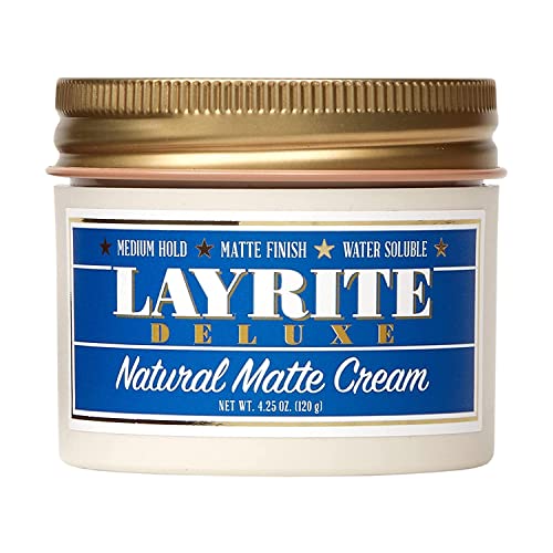 Layrite Natural Matte Cream, Basic, White, Mild Cream Soda, 4.25 Ounce