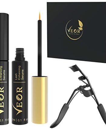 Rapid Eyelash and Eyebrow Growth Serum Set with Eyelash Curler - Hypoallergenic, Non-Greasy Lash and Brow Serum Set with Vegan and Organic Ingredients - Cruelty Free - Visible Results in 4-6 Weeks