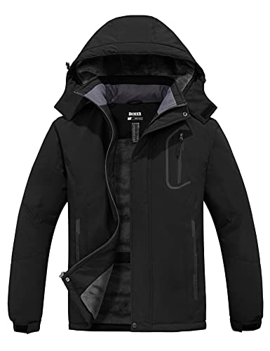 Skieer Men's Waterproof Ski Jacket Winter Snowboard Coat Black XX-Large