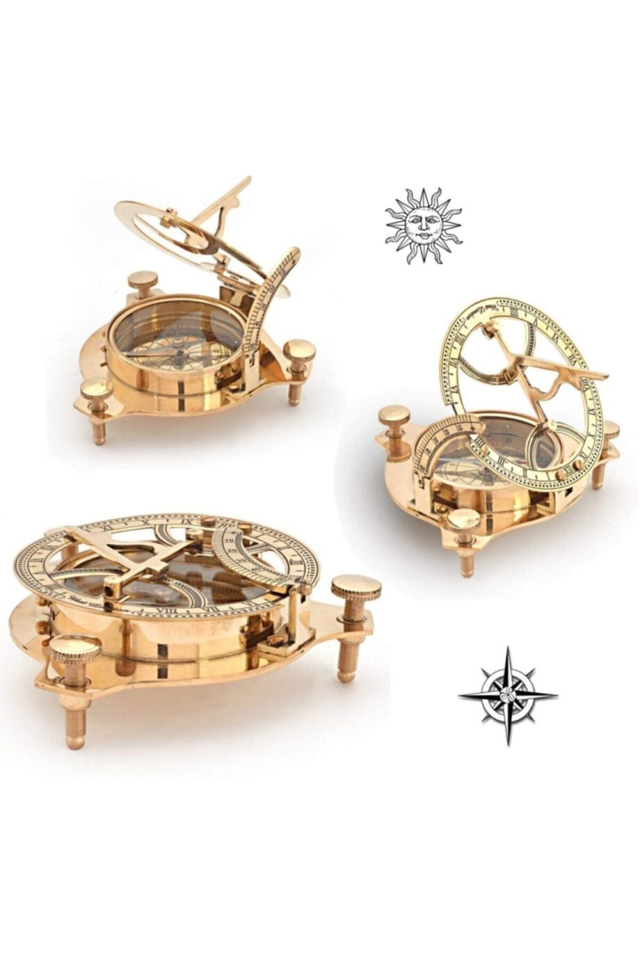 Compass with Sundial 12 cm Gift Boat Large Size Sailor Brass Working Marine Anchor Navigation Seafarer